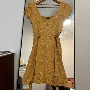 Yellow dress, small white flowers. Abercrombie, size small.